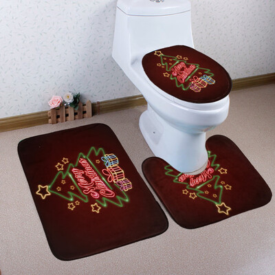 

Tailored 3PCS Christmas Bathroom Non-Slip Pedestal Rug Lid Toilet Cover Bath Mat Set