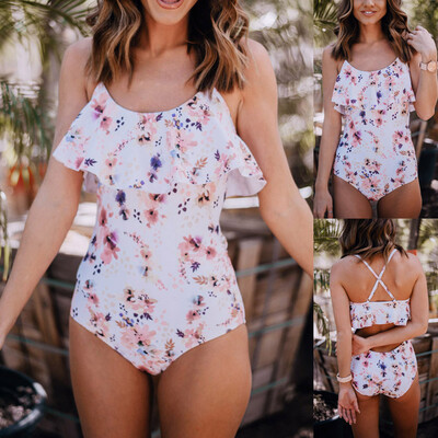 

Saidsome One Piece Women V Neck Print Bikini Monokini Swimsuit Swimwear Bathing Beachwear