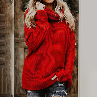 

Womens Turtle Neck Knitted Sweater Oversized Winter Autumn Baggy Jumper Tops