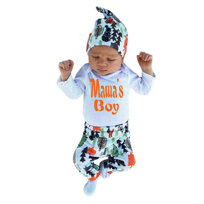 

3pcs Newborn Baby Boy Girl Printing Romper JumpsuitPantsHat Clothes Outfit Set