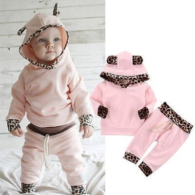 

2PCS Newborn Toddler Baby Outfits Boy Girl Clothes Hoodie T-shirt TopsPants Set 0-24M