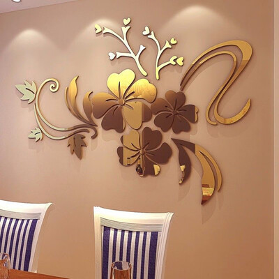 

〖Follure〗3D Mirror Floral Art Removable Wall Sticker Acrylic Mural Decal Home Room Decor
