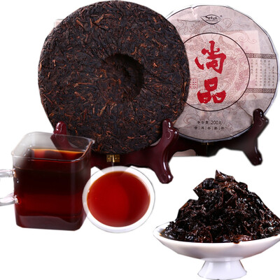 

Ripe Puer Tea Cake Yunnan Brown High Mountain Ecological Puer Cooked Tea Cake Box for Gift 200g