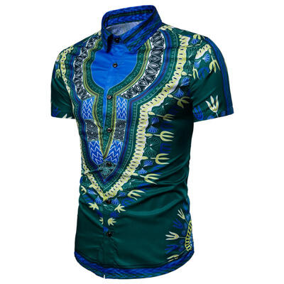 

Mens Summer Plus Size Slim Fit Shirt 3D Hawaii Print Short Sleeves Casual Shirt