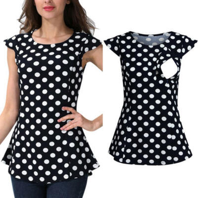 

Womens Short Sleeve Nurse Pregnant Maternity Tops Mother Print T-Shirt Blouse