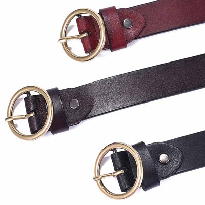 

Explosion ladies belt Korean casual womens leather belt dress belt round buckle Japanese word buckle belt retro