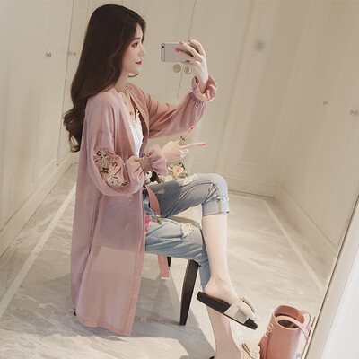 

Women New Fashion Casual Summer Long Sleeve Loose Tops Cardigan