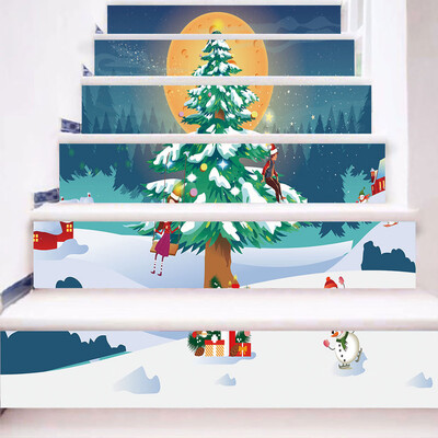 

Tailored Christmas 3D Simulation stair stickers Waterproof Wall Stickers DIY Home Decor