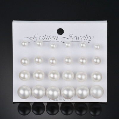 

EK241 12 pairs White Simulated Pearl Earrings Set For Women Jewelry Ear Big Small Ball Stud Earrings Bijouteria brincos Bijoux