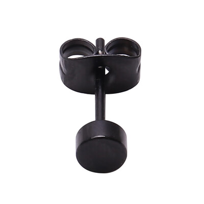 

2Pcs Stainless Steel Mens Womens Black Circle Fake Plugs Stud Earrings