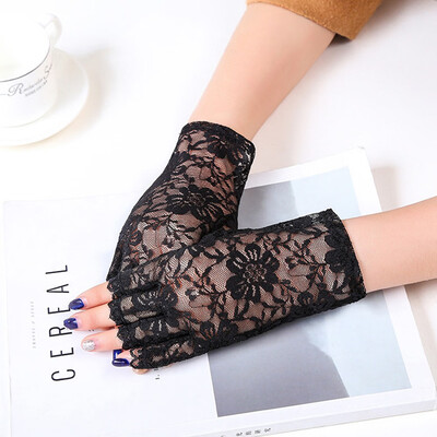 

New Fashion Short Half-Finger Lace Gloves For Women Ultra-Thin Summer Sunscreen Gloves Outdoor Uv Protection