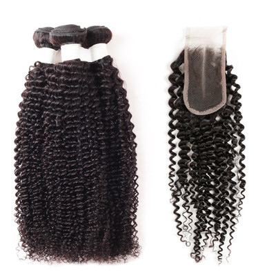 

Allove 8A Brazilian Kinky Curly Hair Bundles 3pcs with 24 Lace Closure