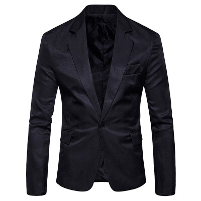 

Mens Business Casual Long Sleeves Suit Solid Lapel Collar Slim Fit Blazer Coat