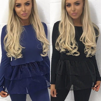 

Fashion Women Loose Slim Top Long Sleeve Lace Blouse Ladies Casual Tops T-Shirt