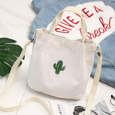 

2019 Brand Large Pocket Casual Tote Womens Hasp Handbag Shoulder Canvas Handbags Ladies Cactus Print Reusable Shopping Bags