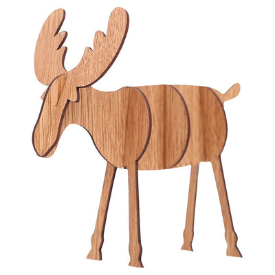 

2PCS Wooden Reindeer Elk Deer Christmas Tabletop Decoration Xmas Desk Ornament