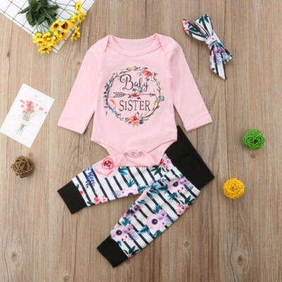 

Toddler Baby Girls Romper Bodysuit Jumpsuit Pants Headband Outfits Clothes