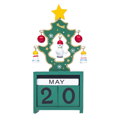 

Gobestart Christmas Mini Wooden Calendar Xmas Ornament Home Decoration Craft Gift