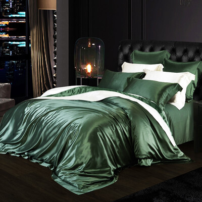 

Boowishy sheet set 100 pure silk bedding Flat Sheet Duvet cover 2pcs Pillowcase