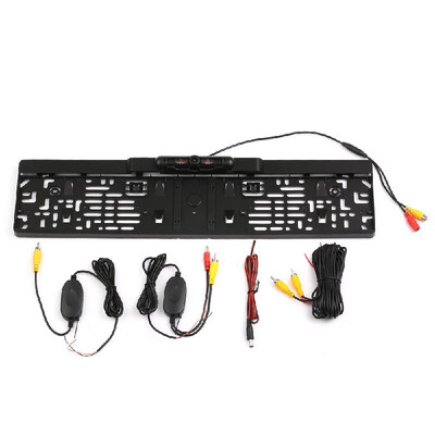 

24G Wireless EU License Plate Frame Car Rearview Camera Kit 4 IR Night Vision LED Car Back Up Parking System