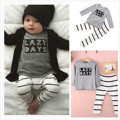 

baby boys Girls clothes set Newbornt Baby Long Sleeve Clothes T-shirt Striped Pants Outfits Set 1 2Y