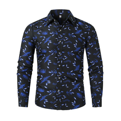 

Tailored Mens Autumn Winter Casual Slim Printed Long Sleeve Shirts Top Beach Blouse