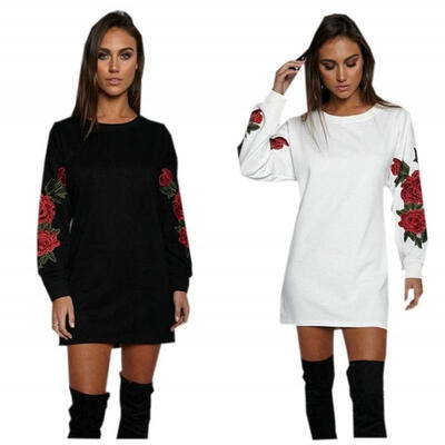 

Fashion Women Embroidered Long Sleeve Loose Blouse Casual Shirt Summer Tops T-Shirt