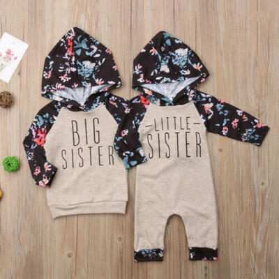 

US Baby Girl Sister Matching Clothes Hooded Top Kids Jumpsuit Romper Outfit Set