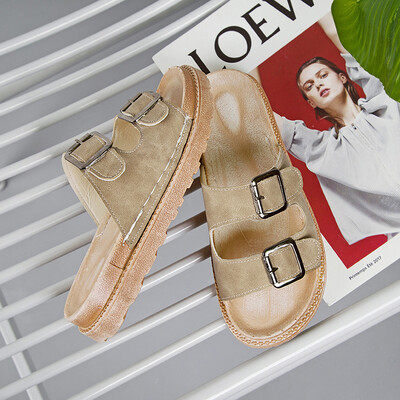 

Womens slippers womens fashion wear 2019 summer new Korean version of Joker drag thick red beach slippers