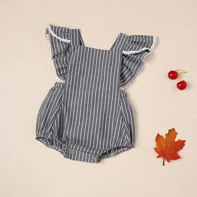 

Newborn Infant Baby Girl Boy Sleeveless Striped Romper Bodysuit Clothes Outfits