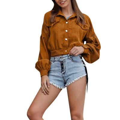 

Toponeto Womens Retro Button Bomber Jacket Casual Coat Outwear