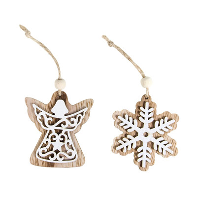

2PCS Wooden Christmas Pendant Xmas Tree Hanging Drop Ornament Holiday Party Decor Supplies tree hanging ornaments