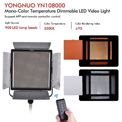 

YONGNUO YN10800 5500K Mono-color Dimmable LED Video Light CRI95 Support APP Control with Wireless Remote Controller Color Tempera