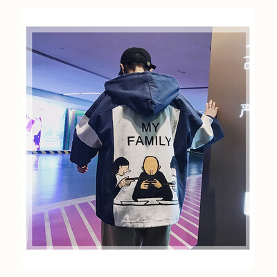 

Sweater mens autumn new Korean version of the trend cartoon hooded jacket Hong Kong students wear loose casual hip hop shirt