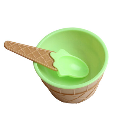 

2Pcs Lovely Ice Cream Dessert Bowl Spoon Tableware Kid Party Dinnerware Supplies
