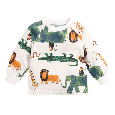 

Autumn Toddler Baby Boy Girl Long Sleeve Cartoon Print T-Shirts Kids Tops Tees Casual Blouse Sleepwear