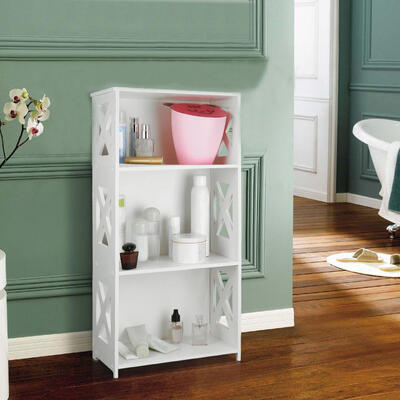 

3 Tiers Wall Corner White Free Standing Storage Organizer Display Rack