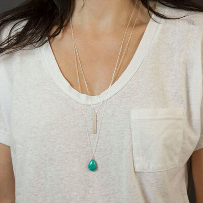 

Toponeto Vogue Street Style Womens Water Drop Turquoise Alloy Pendant Necklace