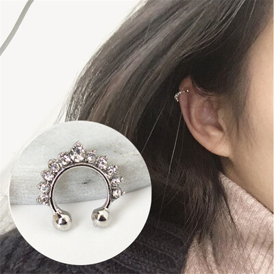 

New Brincos Clip Earring Simulated-pearl Crystal Heart Leaf Star Flower Ear Bone Cuff Earrings For Women Men Jewelry Wholesale