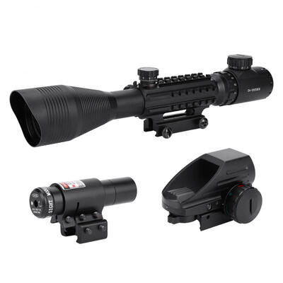

Greensen 4-12X50 EG Red & Green Optic Rifle Scope w Holographic Reticle Sight Red Laser