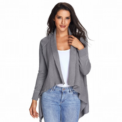 

Cardigan long sleeve shawl type long casual knit sweater coat womens