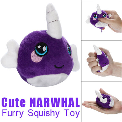 

9cm Furry Squishies Cute Narwhal Foamed Stuffed Slow Rising Squeeze Stress Toys
