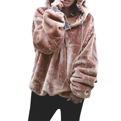

Toponeto Womens Fluffy Sweater Warm Outwear Long Sleeve Hooded Sweatshirt Oversize Coat