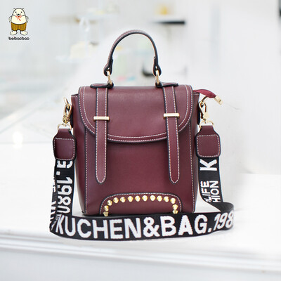 

North bag Qingbin womens bag double shoulder bag womens spring small backpack Korean version bag rivet x