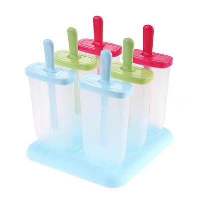 

6pcsset Reusable DIY Frozen Ice Cream Molds Ice Cube Lolly Mould with Tray