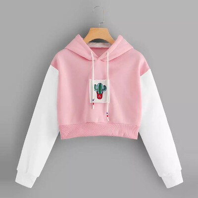 

Starmoon Womens Long Sleeve Cactus Embroider Hoodie Sweatshirt Hooded Pullover Top Blouse