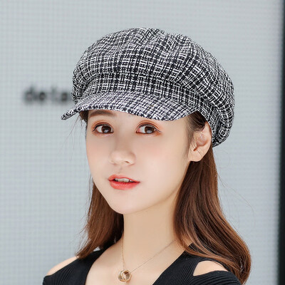 

2019 new cap chic mixed color navy hat womens round-up cotton ianan octagonal beret autumn&winter tide