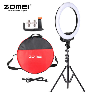 

ZOMEi R16C 16 Inch Bi-color Dimmable Ring Video Light Kit 3000K-6500K LED SMD Photography Fill Light LCD Display CRI 80 38W with