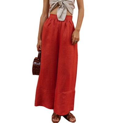 

Women Ladies Palazzo Plain Wide Leg Pants Baggy Solid Color Work OL Trousers