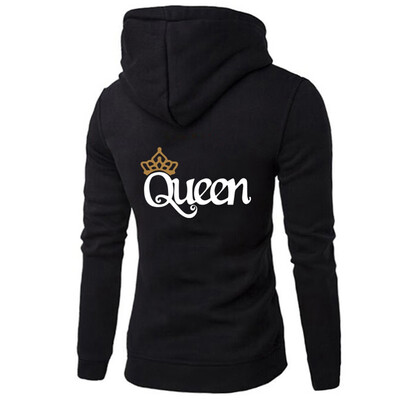 

Fashion Men Women King And Queen Couple Hoodies Printed Sweatshirt Long Sleeve Letter Printed Hooded Sweatshirt